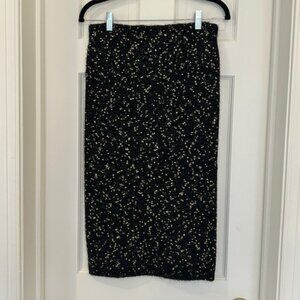 NWT - Ann Taylor Textured Knit Midi Skirt – Black & Gold – Size XS